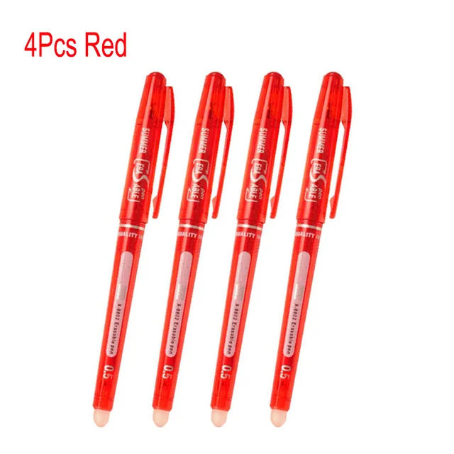 8Pcs/Set Erasable Gel Pen 0.7mm 0.5mm Bullet Tip Blue Black Red Ink Refill Rods 8 Color Writing Drawing Painting Washable Handle 4pcs red