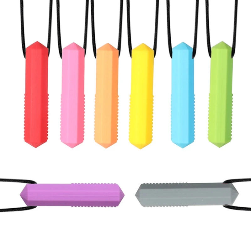 Baby Chew Teether Necklace Silicone Teethers Sensory Pendant Chewing