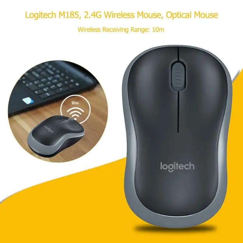 Беспроводная мышь logitech M186 2,4G для настольного ПК, 1000 dpi, оптическая мышь с usb-нано-приемником для Windows Vista/7/8/10