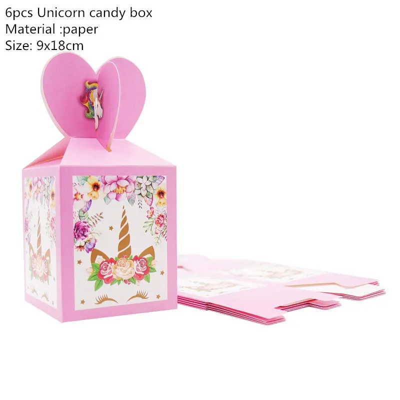Единорог бумажная коробка для конфет сумки с ручками Подарочный пакет из крафт-бумаги Попкорн коробка детский душ украшения на свадьбу на день рождения вечерние принадлежности - Цвет: 7