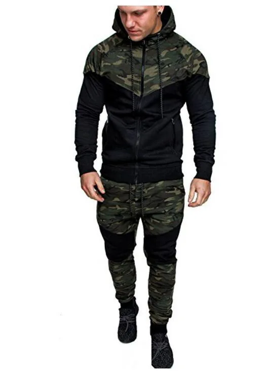 

MEN'S WEAR 2018 New Style Fashion Camouflage Hooded Set Men's Casual Slim Fit Hoodie MEN'S Suit Fashion