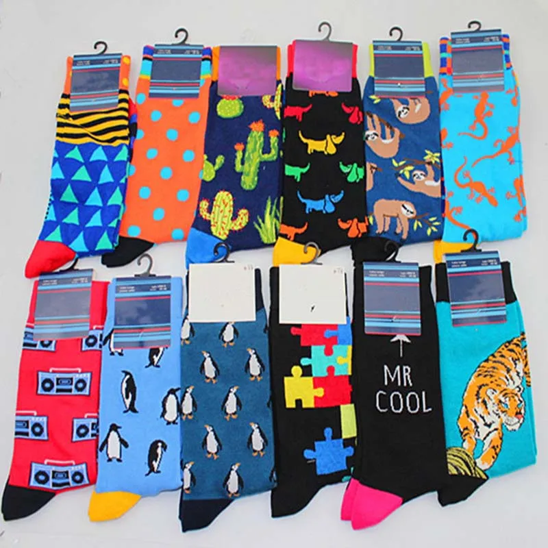 

Fashion Lovely Cartoon Penguin Radio Box Panda Men Socks Harajuku Hip Hop Breathable Happy Skateboard Socks Calcetines Hombre