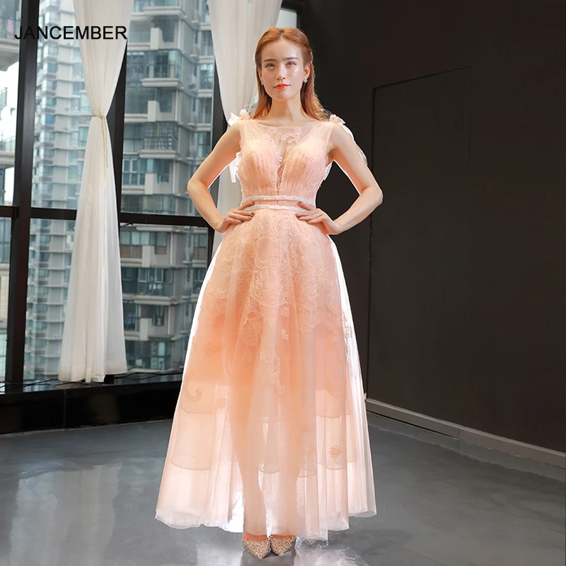 

J66909 jancember formal dress for teenagers a-line o-neck ribbons illusion sleeveless sweet 16 dress вечерние платья подросткам