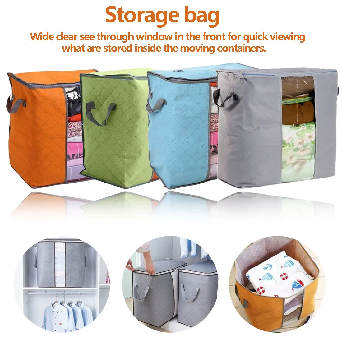 Portable non-woven Quilt Storage Bag Collapsible Plus Size Blanket clothes Container Storage bag Organizer