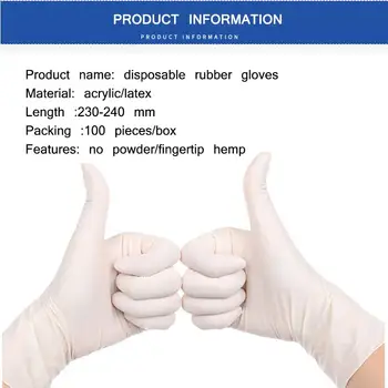 

Hot Sale 100pcs Latex Glove Anti-Slipping Latex Hand Protector Mitten Durable Elastic White Disposable Glove For Barber Cooking