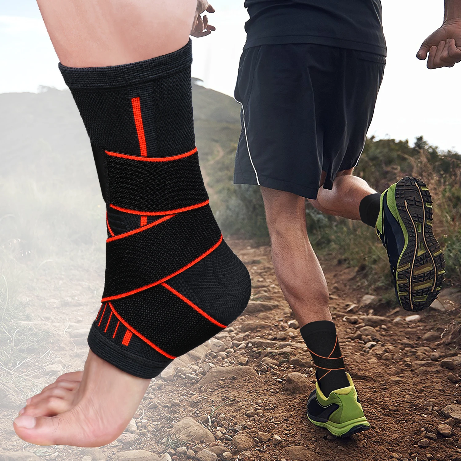 

1 Pcs Pressurizable Bandage Ankle Support Protect Foot Basketball Football Badminton Anti Sprain Ankle Supports Foot Socks
