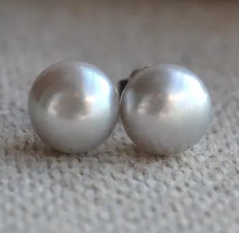 

Perfect Real Pearl Jewelry,AAA 7.5-8MM Silver Gray Freshwater Pearl Earrings,925 Silver Stud Jewelry.Wedding Party Gift