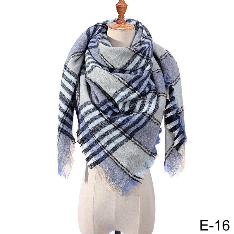 Модный бренд клетчатый шарф женский Зимний Шарф Треугольные шали для женское одеяло шарфы, зимний шарф и шаль 135*135* 200c bufand - Цвет: P