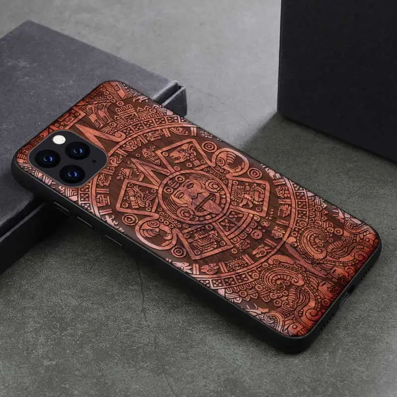 ST Деревянный ящик для iPhone 11 Pro Max настоящий Деревянный чехол для телефона для iPhone 11 Pro натуральный палисандр ТПУ противоударный чехол - Цвет: ST