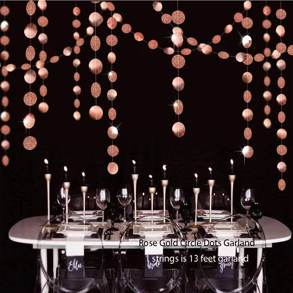 Rose Gold Paper Bunting Triangle Flags - Wedding & Party Hanging Decoration