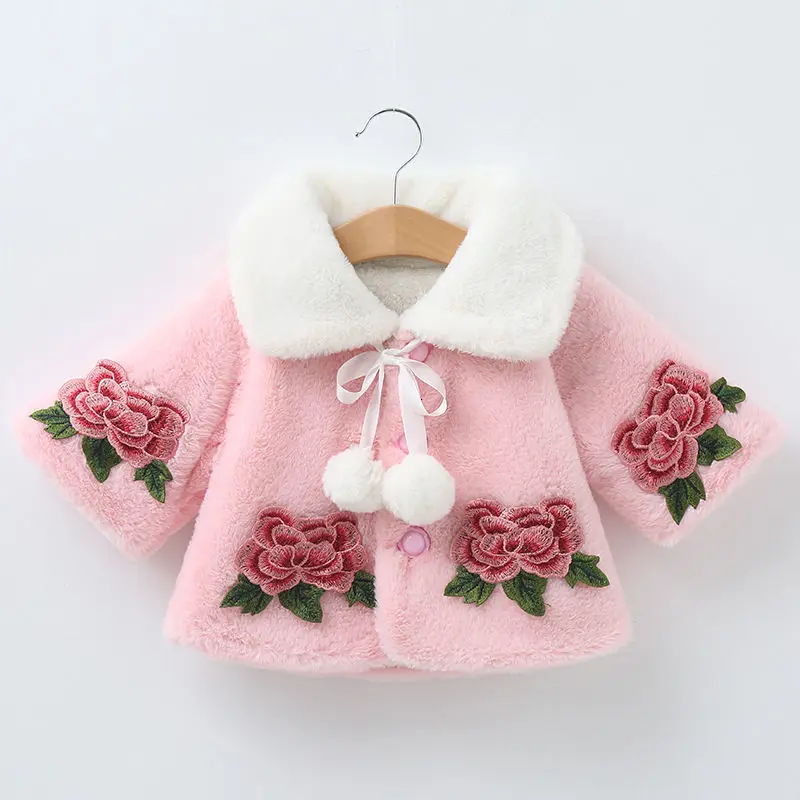 

Girl Children's Garment WinterTo Thicken Loose Polyester Coat Cotton-padded Clothes Printed Pattern Children Baby Shawl Cloak