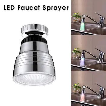 

360 Degree Rotation Color Automatical RGB Shower Hydroelectric Power Temperature Sensor Light Water Tap Glow LED Faucet