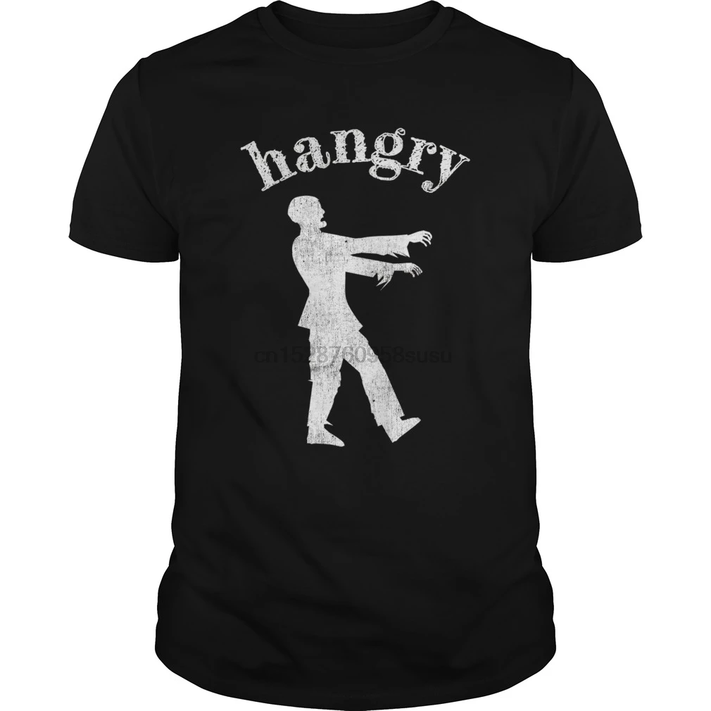 Мужская футболка HANGRY HUNGRY WALKING зомби Хэллоуин крутая с принтом Футболки | одежда