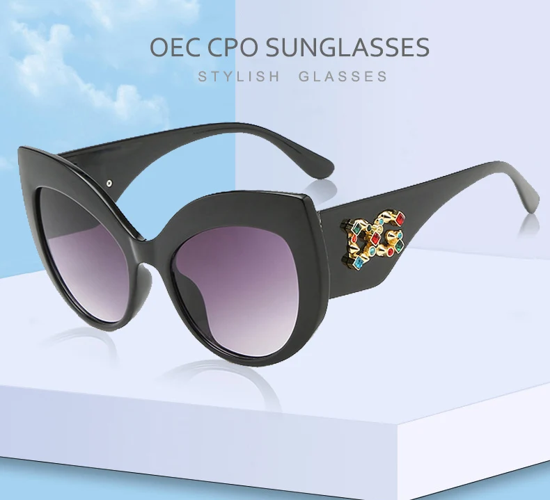 OEC CPO, новинка, сексуальные солнцезащитные очки "кошачий глаз" для женщин, Ретро стиль, фирменный дизайн, тонированные, G Алмаз, высокая мода, солнцезащитные очки для женщин Oculos O52