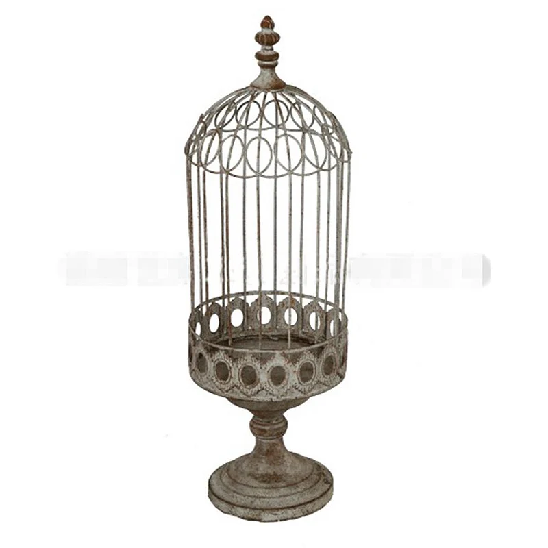 

decorative rustic aged accent handcrafted metal birdcage candle holder