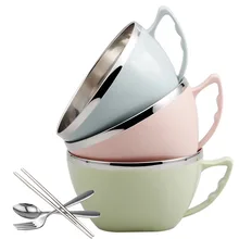 Миска с крышкой для лапши большого размера из нержавеющей стали герметичная pao mian bei мгновенная лапша Изолированная снековая чаша студентов Contai