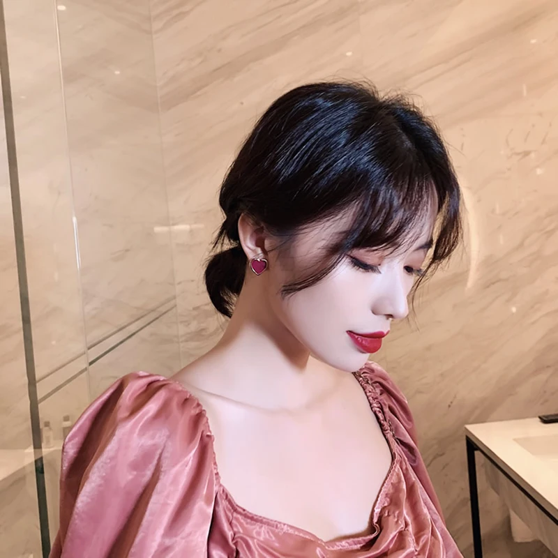 RscvonM New Fashion Women Stud Earrings Red Love Heart Shape Earrings Girl Fashion Acrylic Resin Jewelry Gifts Brincos