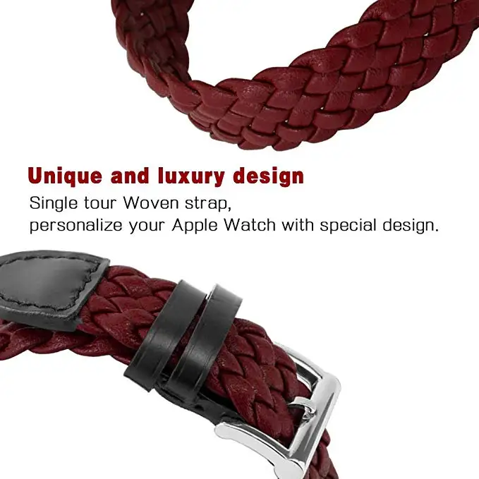 Плетеный ремешок из натуральной кожи для Apple Watch, ремешок 44 мм, 40 мм, 42 мм, 38 мм, сменный Браслет, спортивный ремешок для iWatch, серия 5, 4, 3, 2