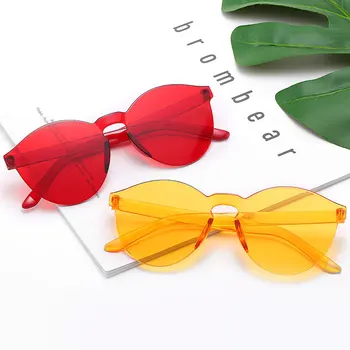 

Frameless jelly-colored transparent sunglasses Candy-colored sunglasses all-in-one ocean-chip glasses