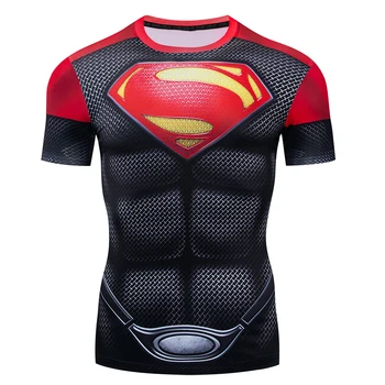 

Super hero Marvel T-shirt kids Short Sleeve Compression Shirt Super Dry Shirts Elastic Tight Training Shirt Plus Size