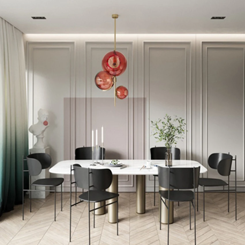 

Modern LED Red Glass Pendant Lights Lighting Nordic LOFT Cafe Restaurant Living Room Bedroom Study Indoor Decor Light Fixtures