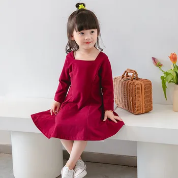 

1 2 3 4 5 6 Years Toddler Girl Dress Solid Color Long Sleeve Princess Dress Autumn New Arrival Kids Clothes 2020 Baby Dresses