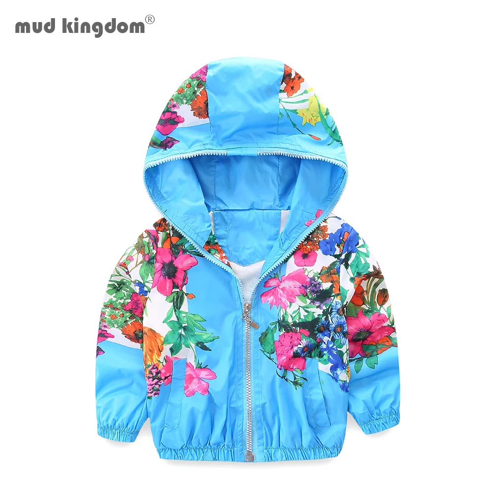 Куртка детская демисезонная на молнии с капюшоном и цветочным принтом|jackets for