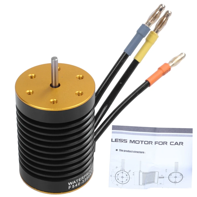 F540 3930KV водонепроницаемый бесщеточный двигатель для 1/10 RC автомобиля 1