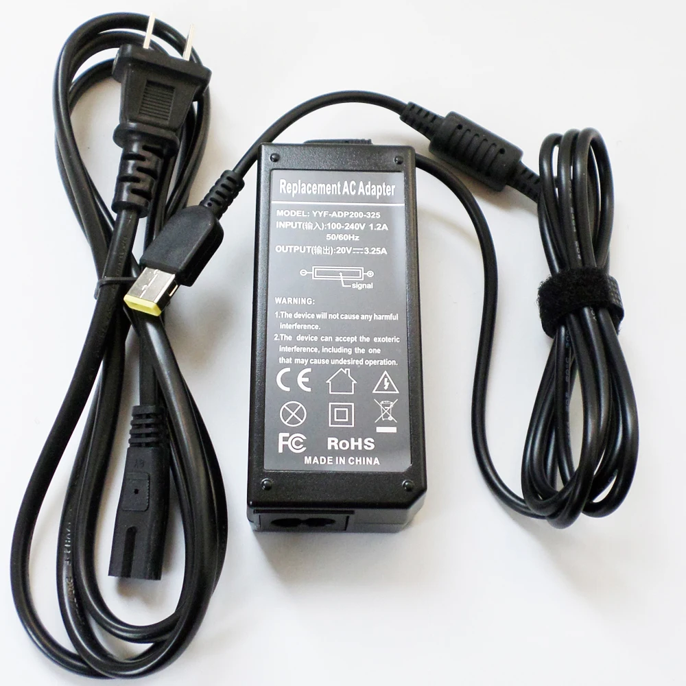 

USB Plug AC Adapter Battery Charger For Lenovo 45N0326,45N0328 45N0266 45N0267 45N0278 20V 3.25A 65W Laptop Power Supply Cord