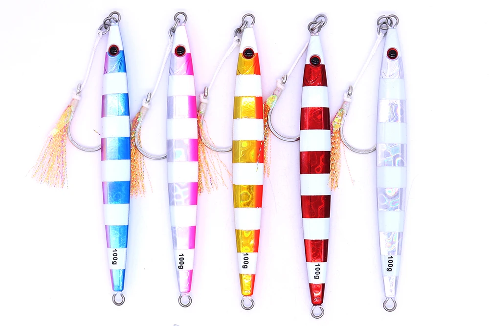 Velocidade da Isca Iscas com Gancho de Pesca Castfun Luminosa Jigging Jig Iscas Isca Artificial Brilho 5pc 100g 160g 200g 2 pesca jig iscas isca artificial brilho