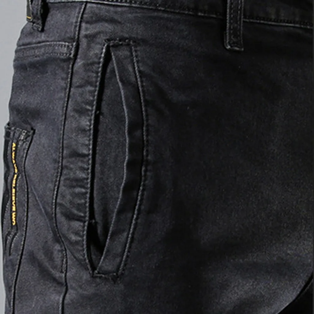 Feitong джинсы на молнии брюки карандаш-брюки Slim-Fit прямые мужские прямые узкие джинсы длинные брюки джинсы для мужчин slim fit# g35