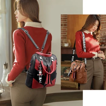 

Beibaobao Brand Women's Bags Luxury Pu Leather Female Backpacks 2020 Designer Women Shoulder Bags Ladies Back pack Big capacity