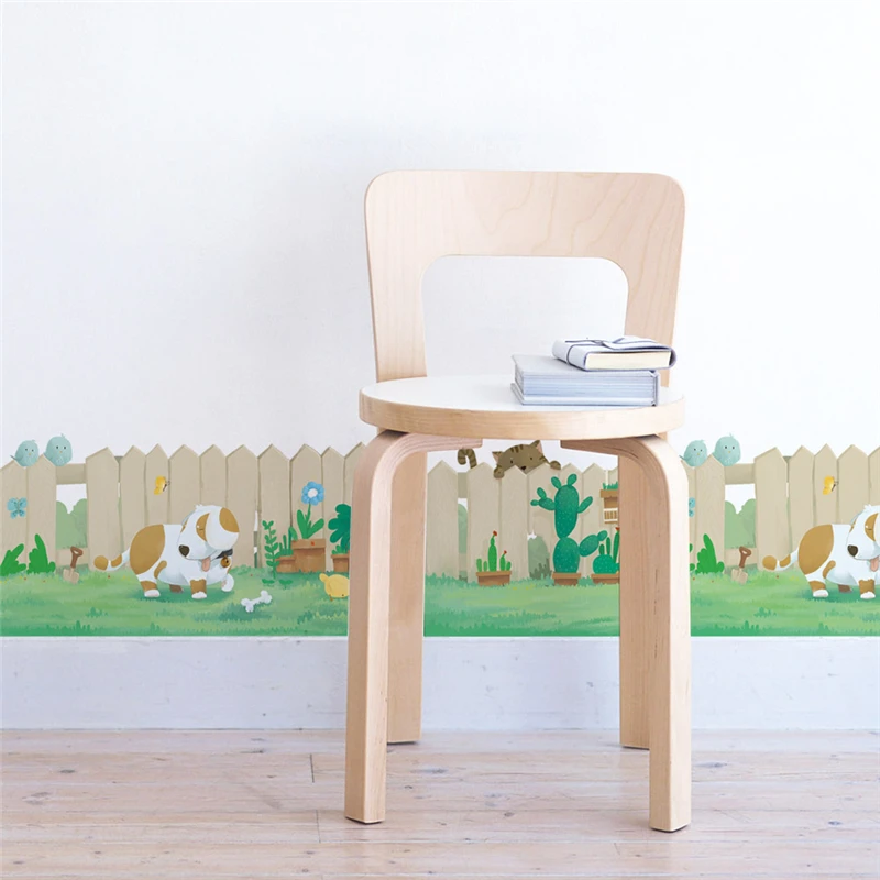 Naughty Dog Cat In Garden Fence Wall Stickers For Kids Room Battiscopa Decorazione Della Casa 3D Murale Art Impermeabile Pvc Decalcomania Poster