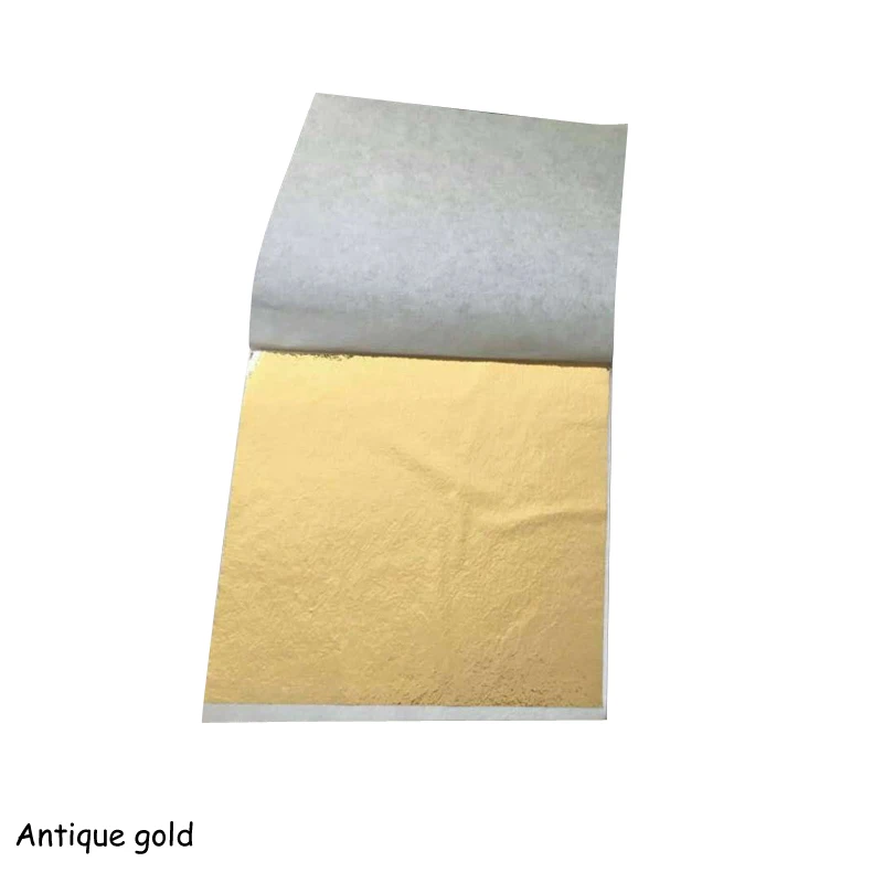 100 листов 9x9, имитация золотой фольги, имитирующая золото и серебро, медь, художественная фольга, бумага, Золотая фольга, сделай сам, ремесло, украшение - Цвет: antique gold