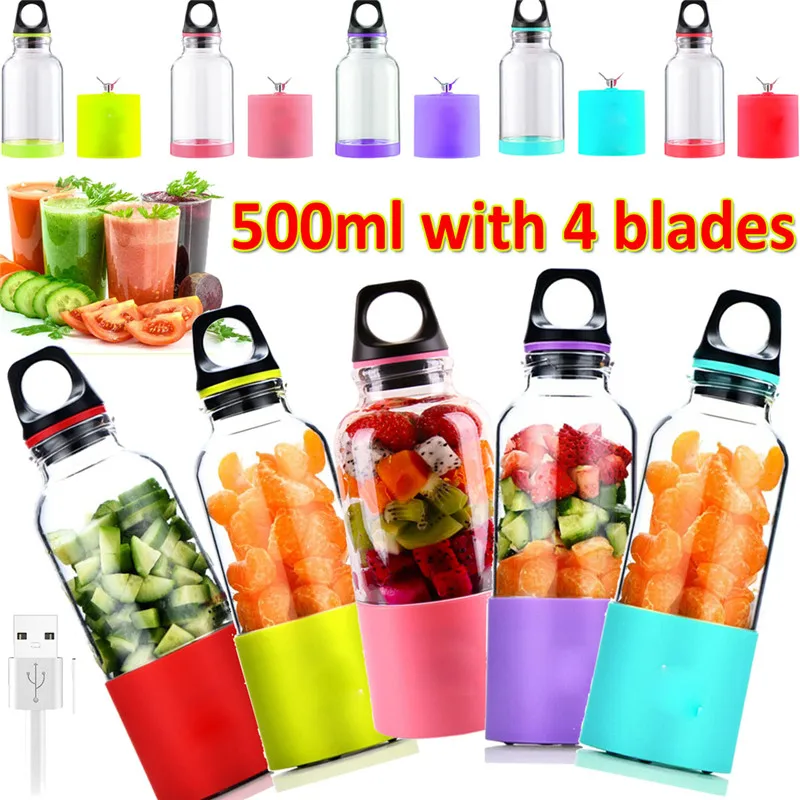 

500ml Portable Juicer USB Rechargeable Smoothie Blender Squeezers Blend Mini Juice Mixer Cup for Lemon Vegetables Fruit Dropship