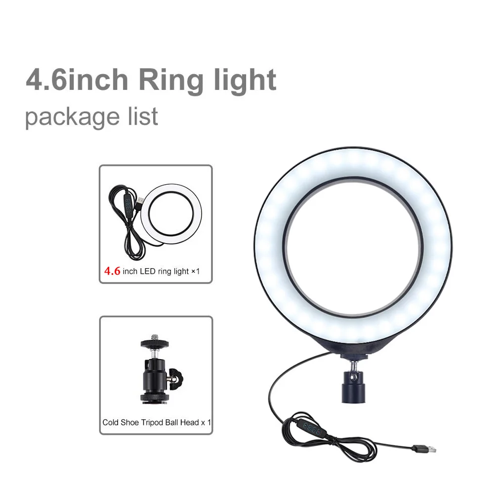 4.8inch lamp PULUZ фотография видео светодиодный селфи кольцо свет затемнения камера телефон кольцо лампа Настольный Штатив для макияжа видео Live Фотостудия - Цвет: 4.8inch lamp
