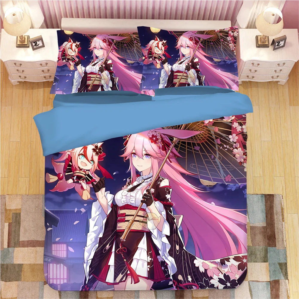 

Yae Sakura bed linen Cartoon anime Duvet Covers Pillowcases kids Anime Comforter Bedding Sets bed linens bedclothes bed set 10