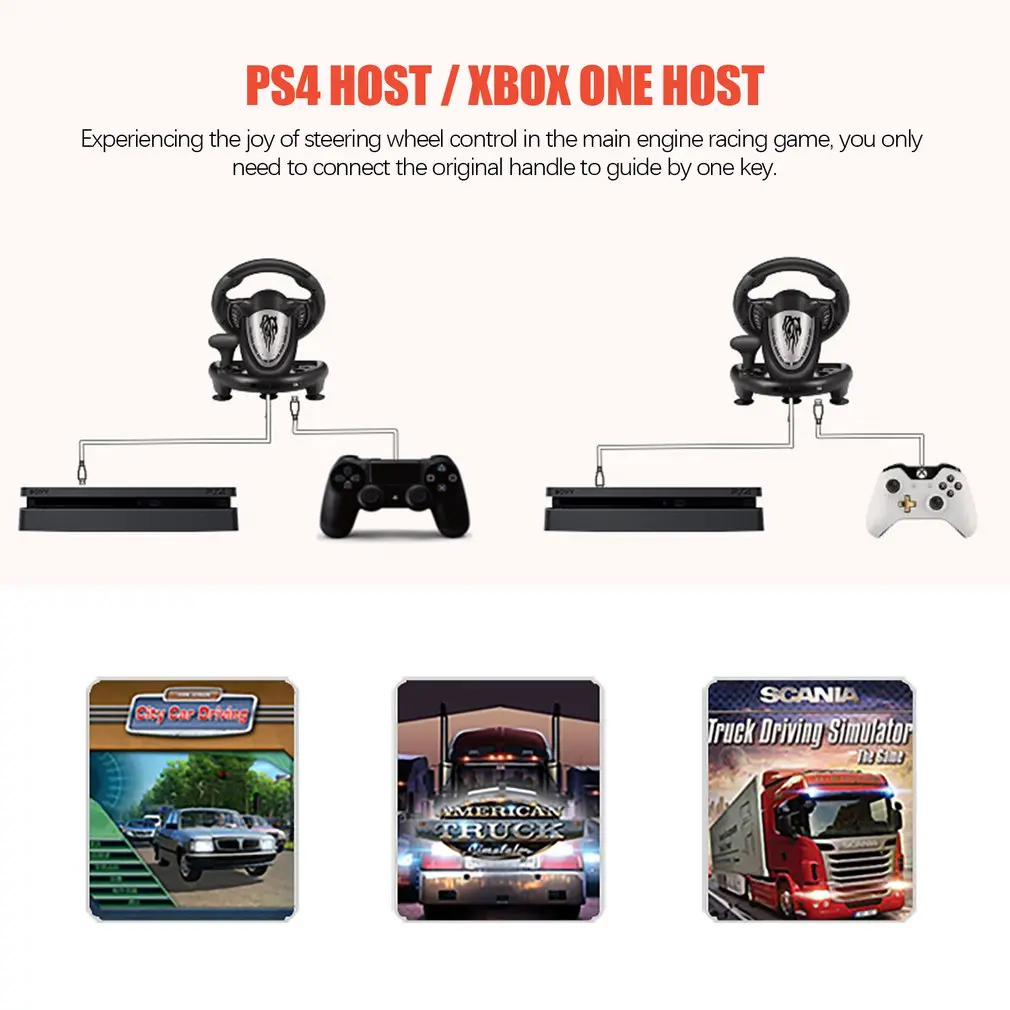  PXN V3II Racing Game Pad 180 Degree Steering Wheel Vibration Joysticks With Foldable Pedal For PC P