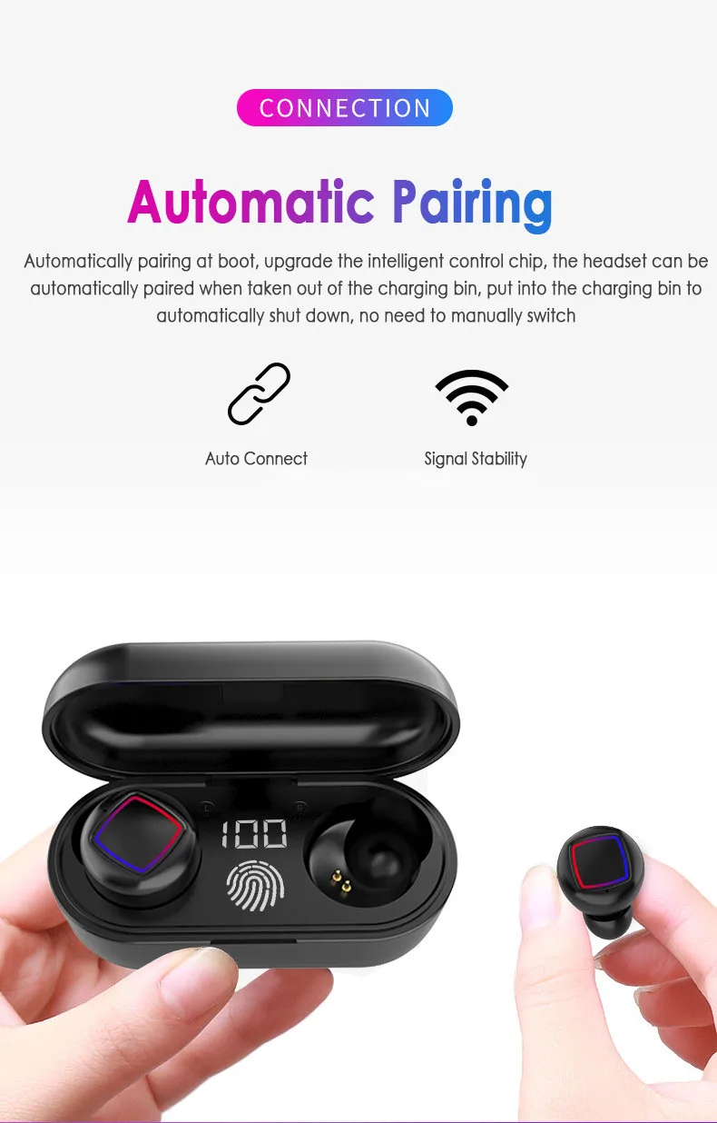 HMB 11 TWS Wireless Bluetooth 5 0 Headphone Hifi Stereo Noise Canceling Earphone Waterproof LED Display Headset With Mic