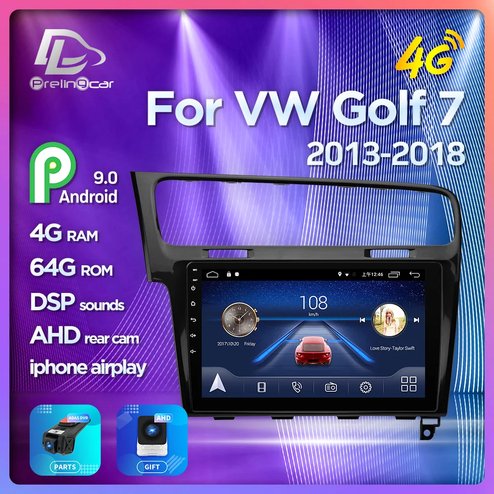  4G Lte Android 9.0 Car multimedia navigation system GPS player For Volkswagen VW Golf 7 2013-18 yea
