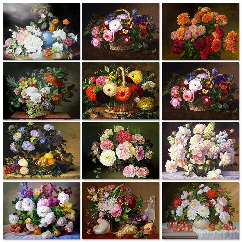 Полноразмерная картина из квадратных страз 5D, цветочная корзина, вышивка из страз «сделай сам», распродажа, цветок пиона, стразы, вышивка крестиком, мозаика, домашний декор