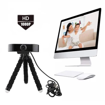

HD Webcam with Tripod Stand 1080P Streaming Computer 30fps Autofocus Microphone for Desktop Laptop Video Conferencing Meeting
