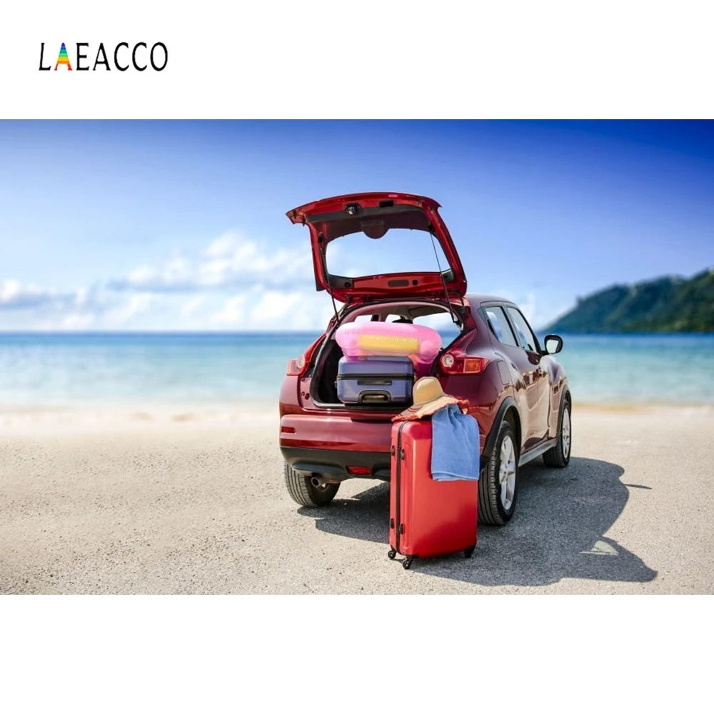 

Laeacco Photo Backgrounds Summer Sea Beach Car Travel Party Holiday Portrait Photography Backgrounds For Photophone Photo Studio