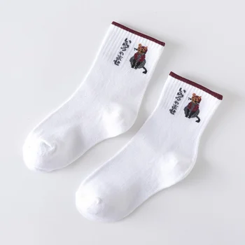 

2019 Japanese Fashion New Womens Sock Cotton Sweat-absorbent Tube Socks Cat Print Warm Socks Calcetines Mujer
