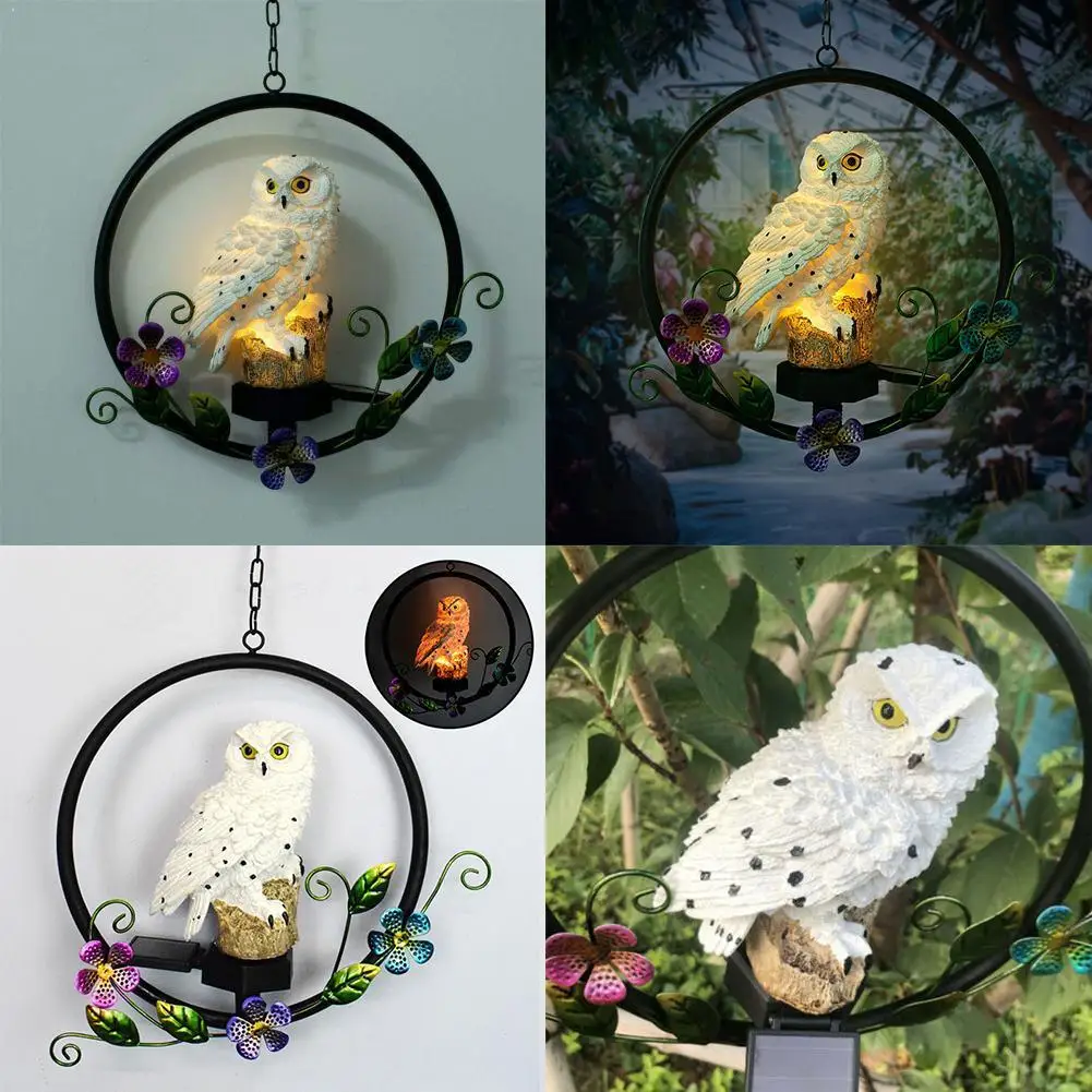 

LED Solar Power Owl Parrot Hanging Lamp Waterproof Iron Outdoor Garden Chime Solar Light Lights LED Wind Lawn Pendant N9Y9