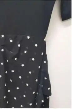 

Women's Stitching Long Dresses Embroidery Irregular Pleated Short Sleeve O-neck 2020 New Lace-up Dress