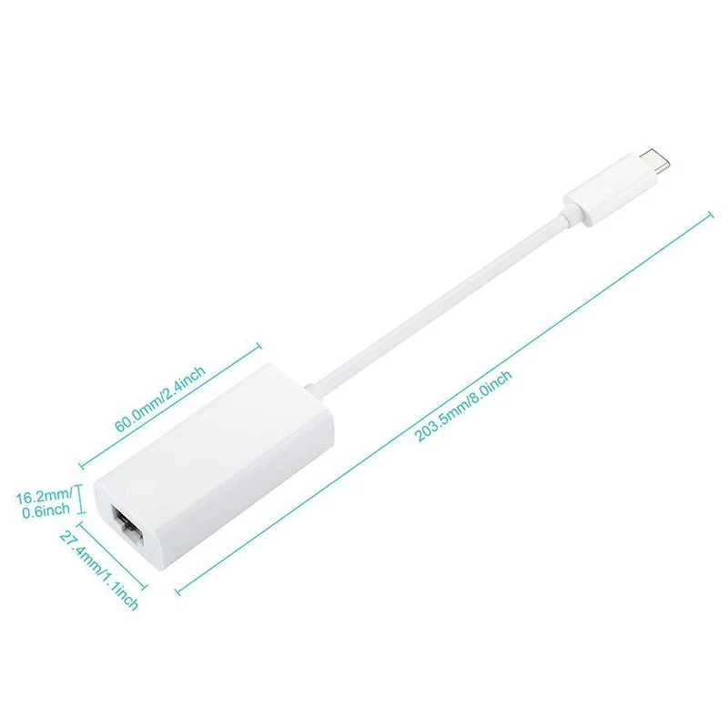 

USB-C/TYPE-C to RJ45 Ethernet LAN Internet Cable Adapter for MACBook & TypeC Devices OUJ99