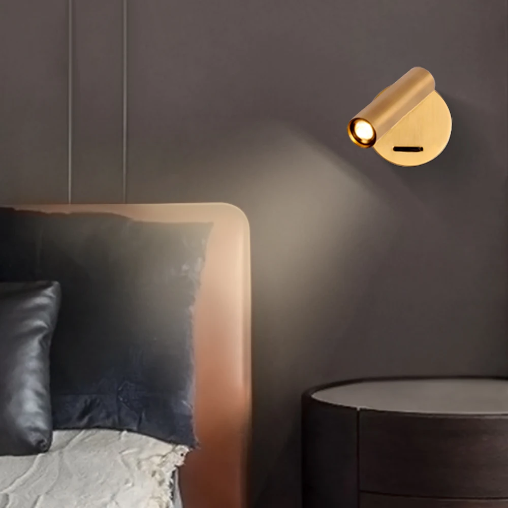 Modern Bedroom Wall Sconce Bathroom Vanity Lighting Rotatable Bedside Warm Lamp 