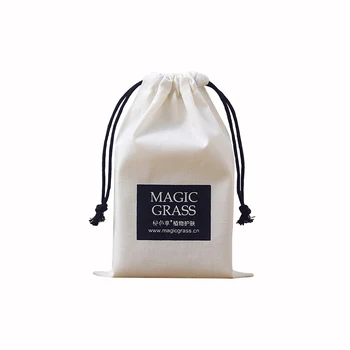 

100pcs Personalized White Cotton Canvas Jewelry Packaging Wedding Favor Bags Black Drawstring Custom Logo Chic Small Pouch