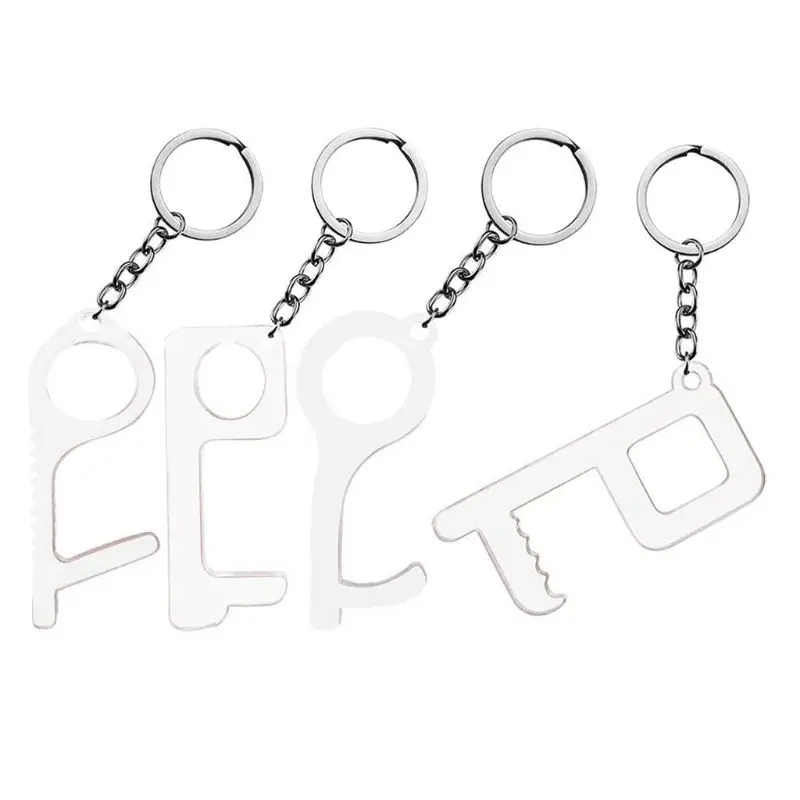 

4Pcs Acrylic Open Door Helper Zero Touch Assistant Safety Contactless Keychains U4LF